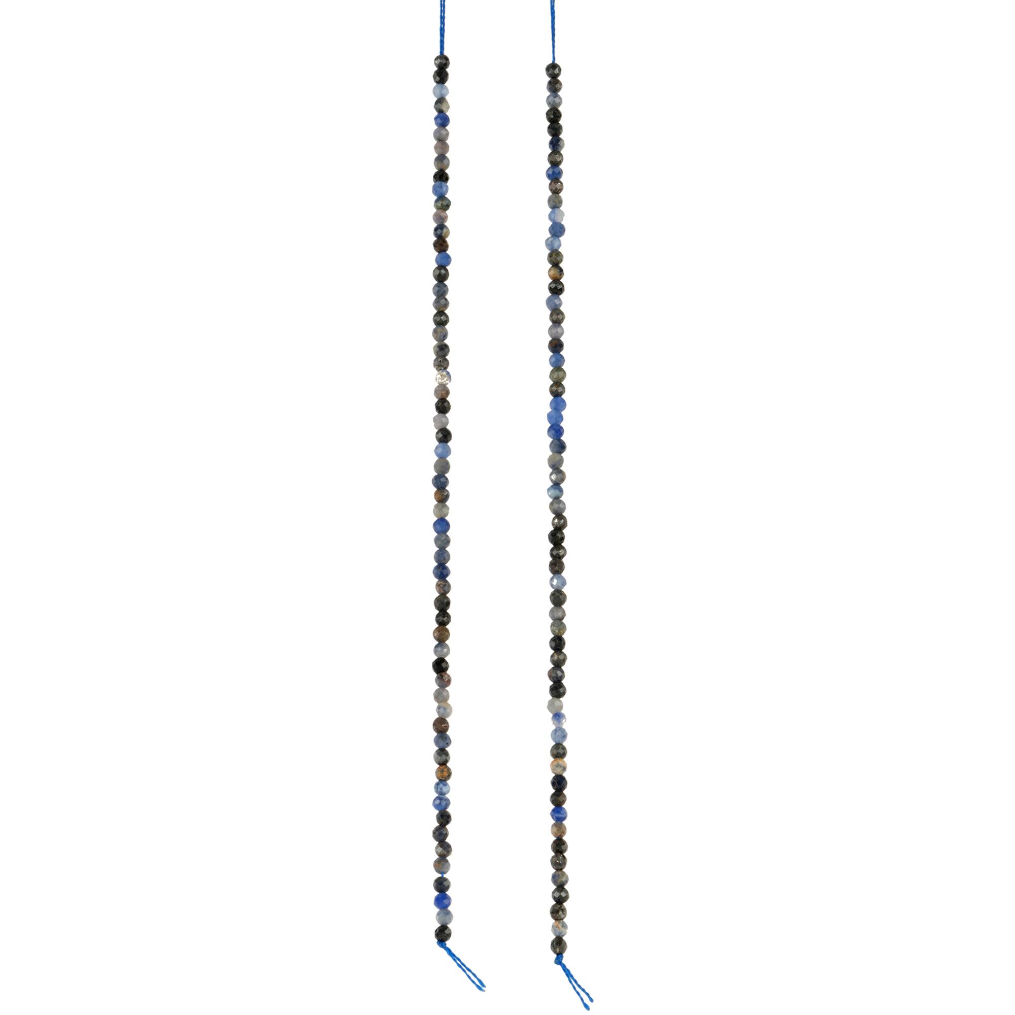 Blue & Black Sapphire Faceted Round Beads, 2mm by Bead Landing™